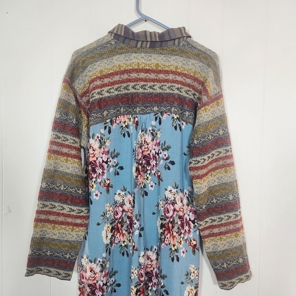 Aratta Silent Journey Mixed Print Long Sleeve Dress Size Medium Anthro Boho - Picture 6 of 16